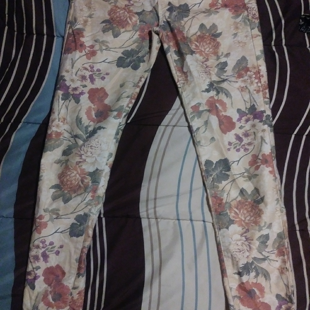 Floral print jeans